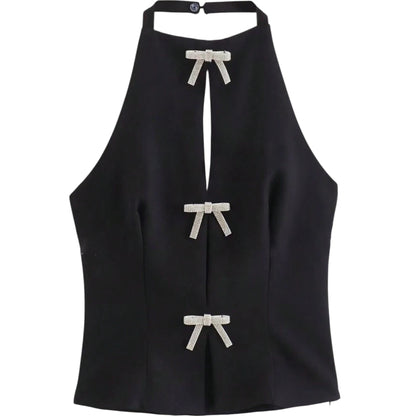 SHE fekete cipzáras halter top