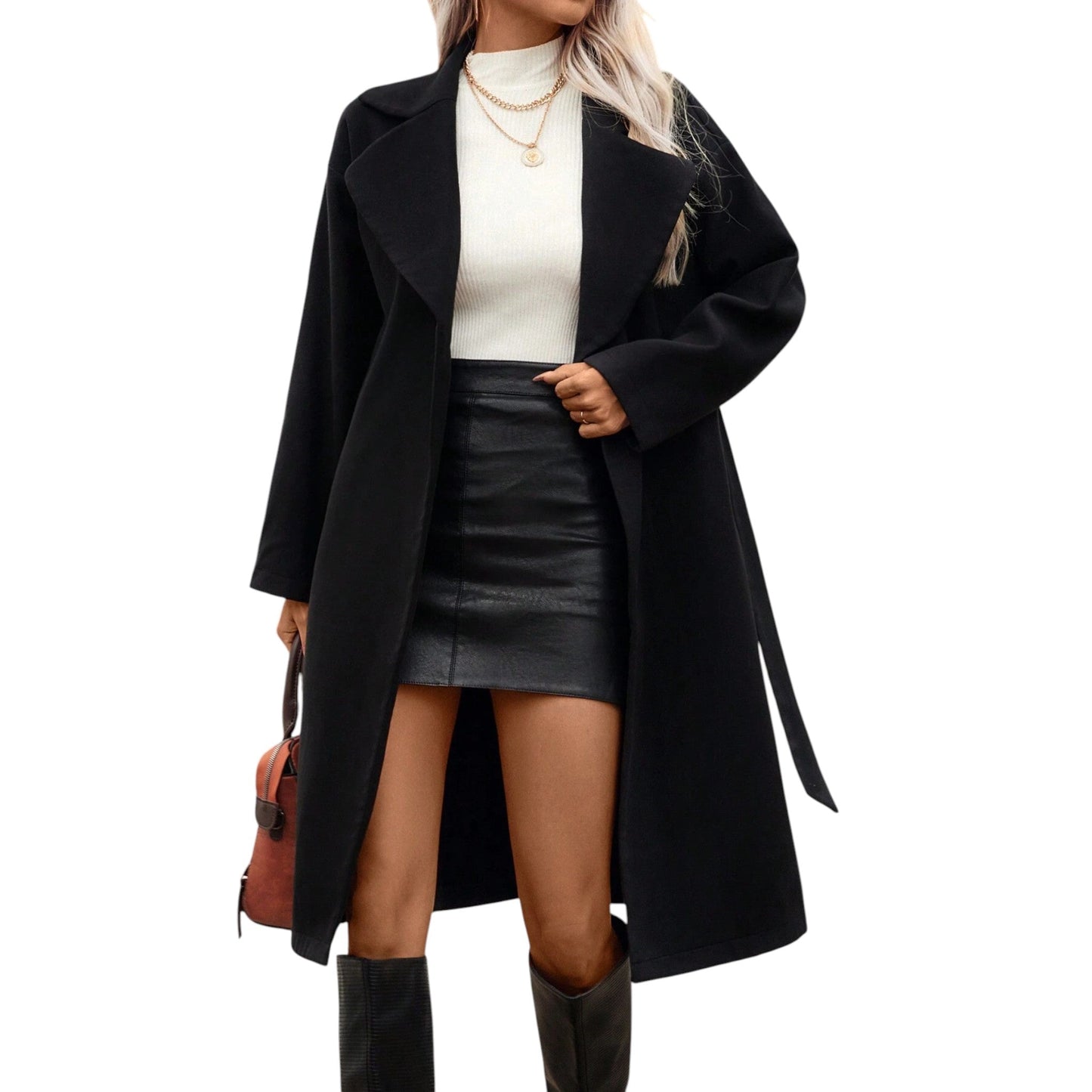 SHE fekete hosszú kabát