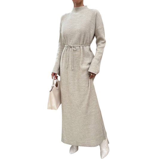 SHE bézs kötött garbó ruha