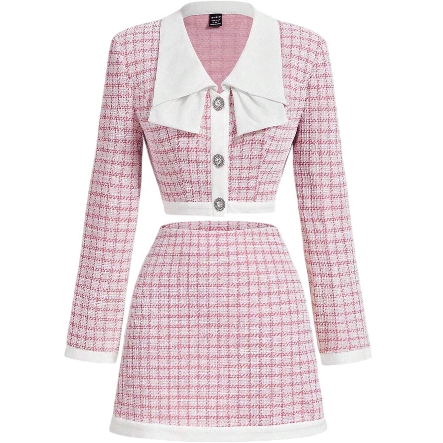 SHE rózsaszín tweed kétrészes szett