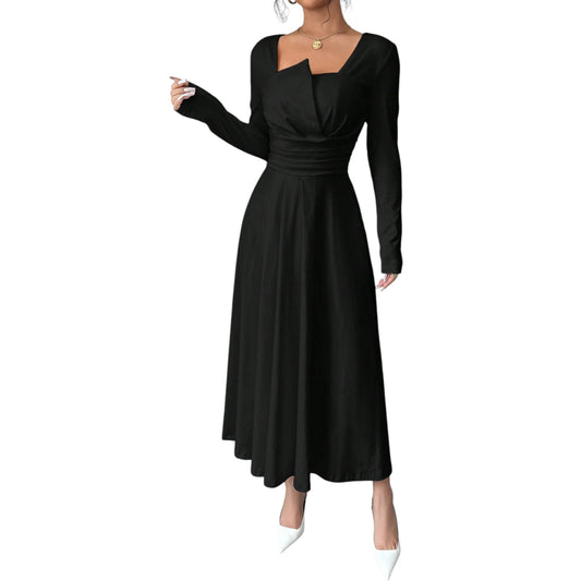 SHE fekete hosszú ujjú maxi ruha