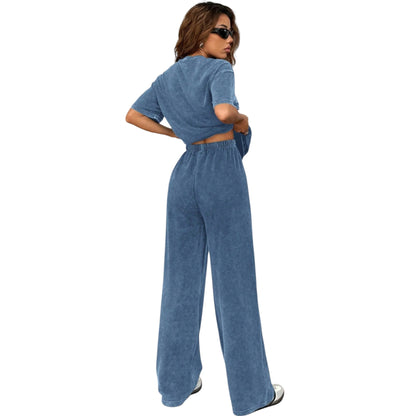 SHE kék koptatott jogging együttes