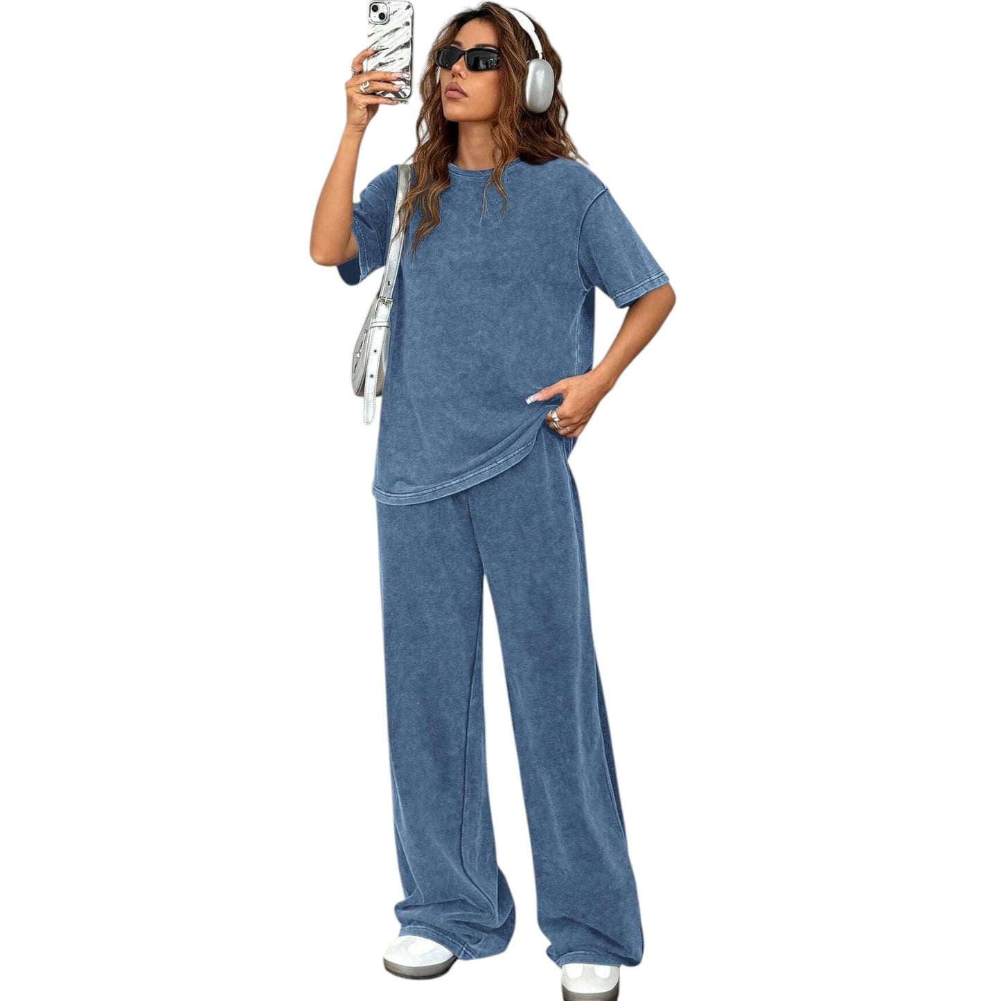 SHE kék koptatott jogging együttes