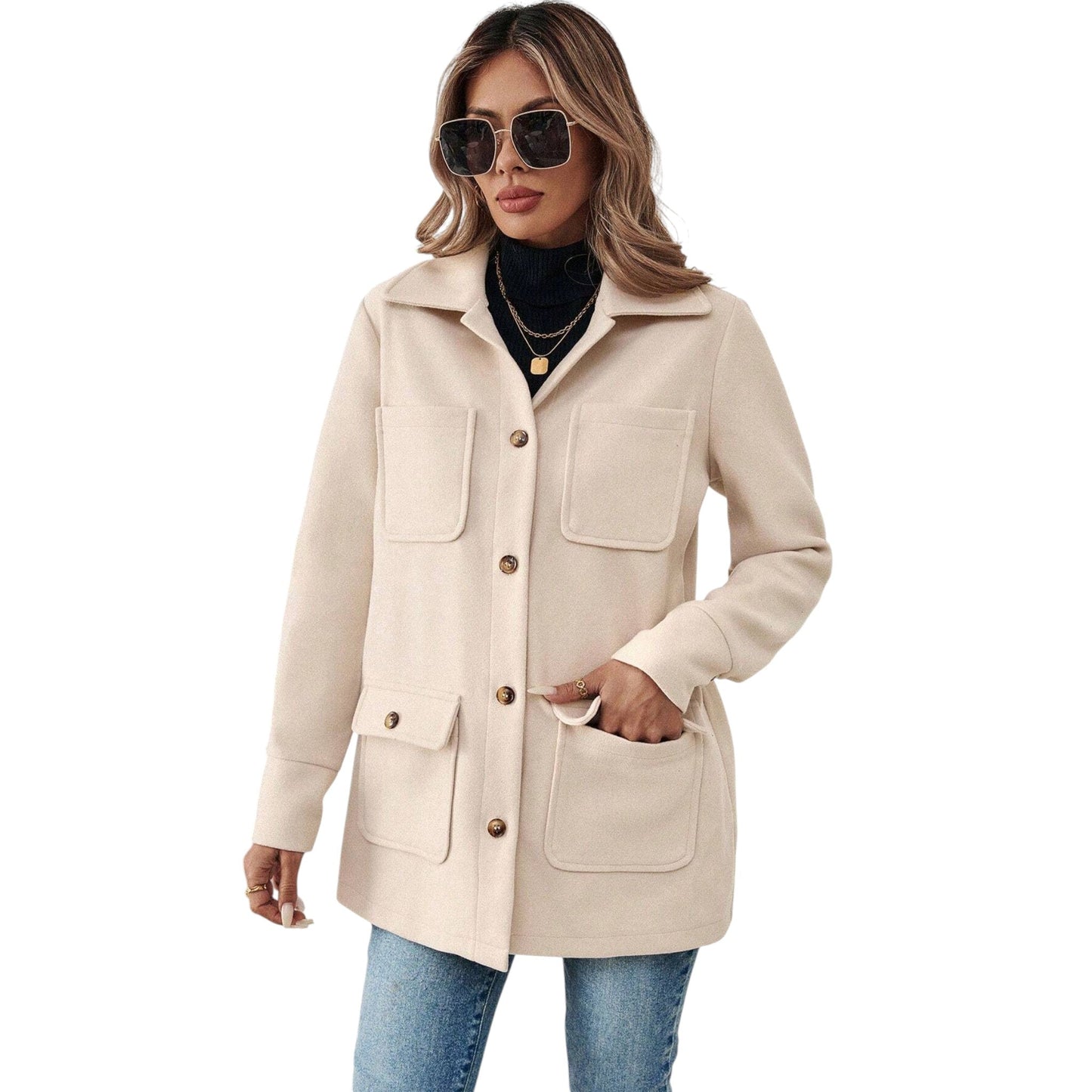 SHE bézs zsebes ingkabát