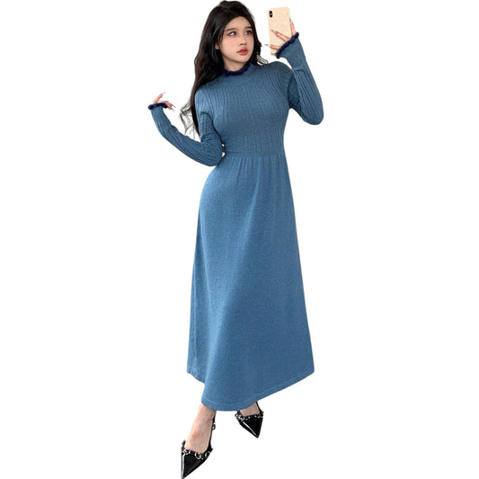 SHE kék kötött maxi ruha