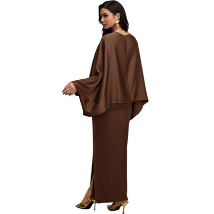 SHE barna szatén ruha