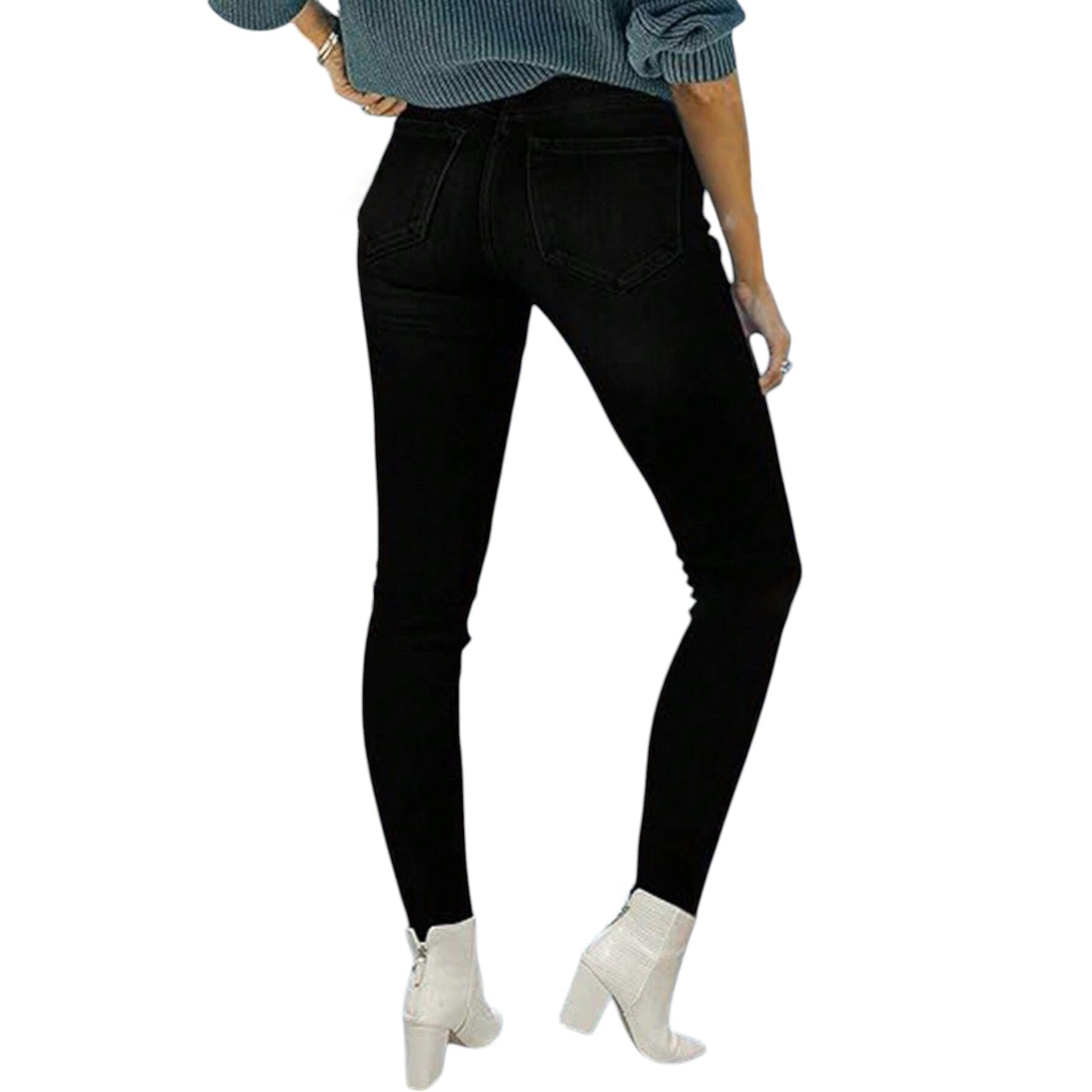 SHE fekete slim fit farmer nadrág