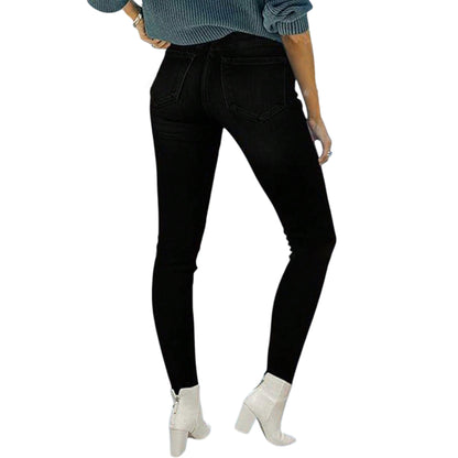 SHE fekete slim fit farmer nadrág