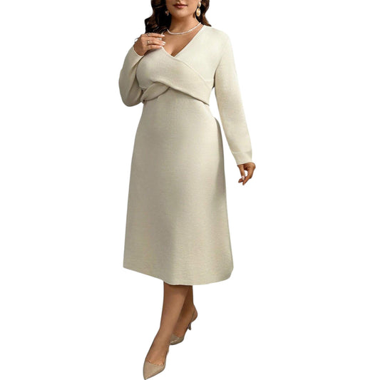 SHE bézs kötött midi ruha