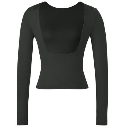 SHE fekete hosszú ujjú crop top