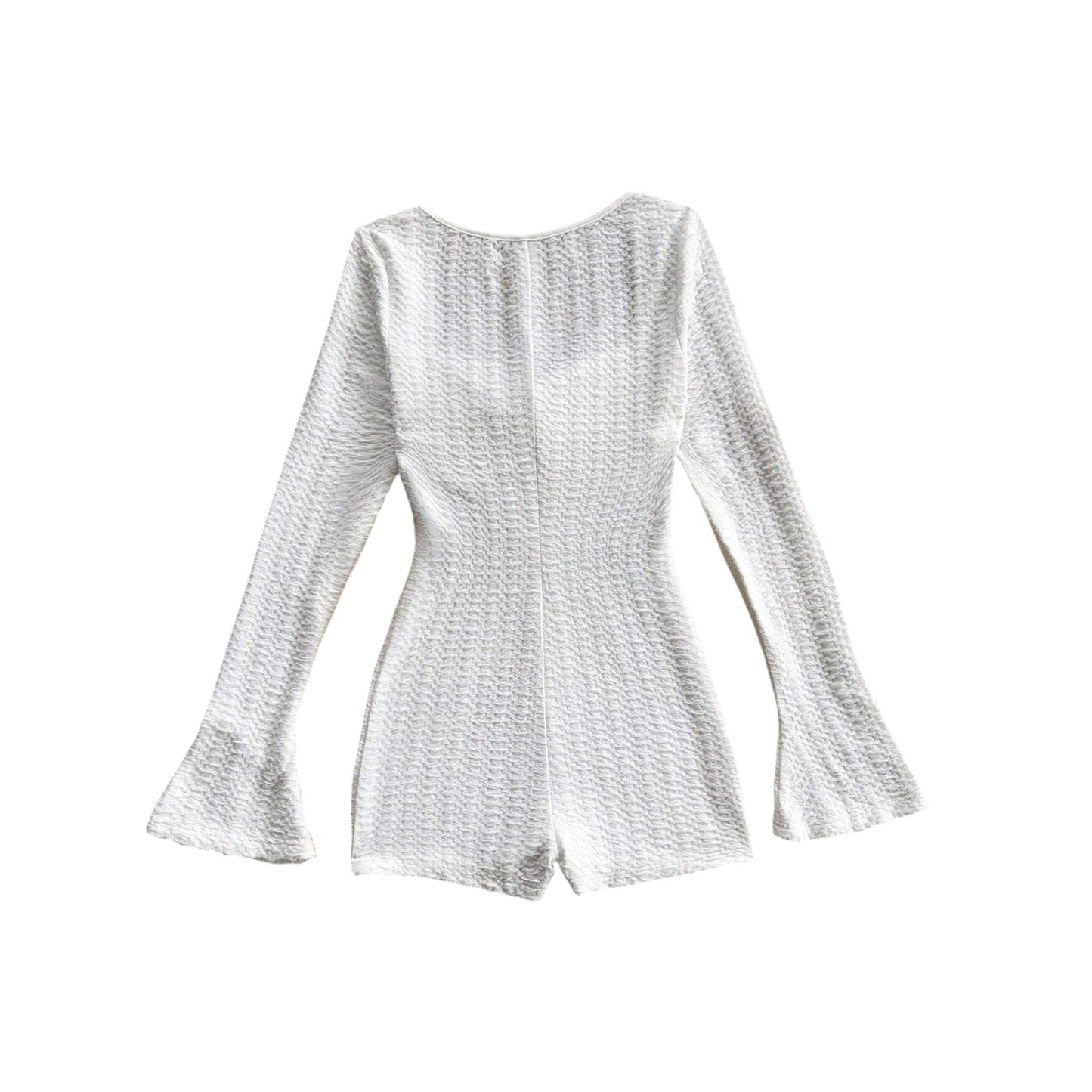 SHE fehér mintás hosszú ujjú playsuit