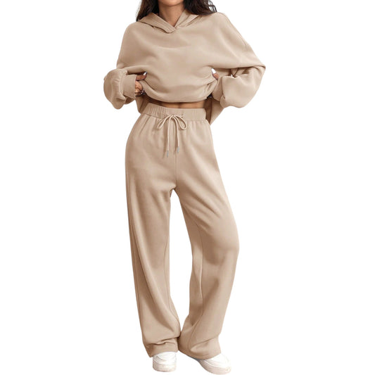 SHE bézs kapucnis melegítő szett