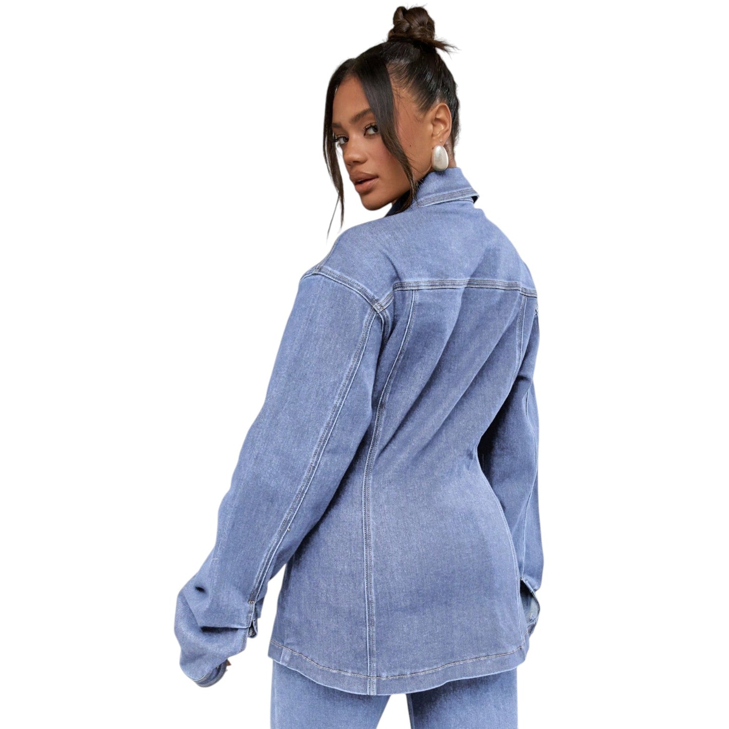 MISSGUIDED kék hosszú slim fit farmer dzseki