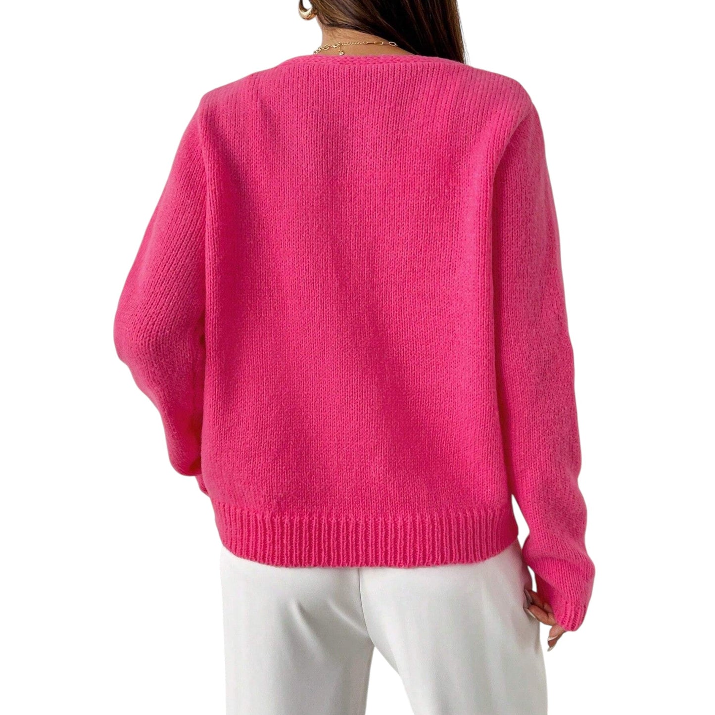 SHE élénk rózsaszín kötött kardigán