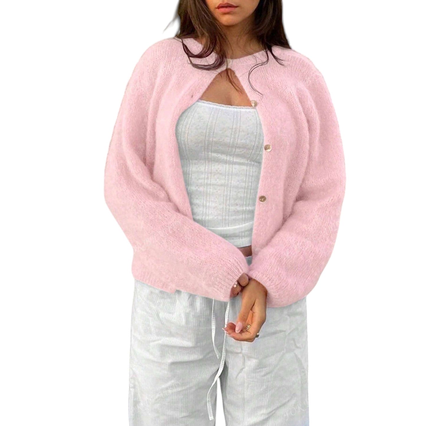 SHE rózsaszín kötött kardigán