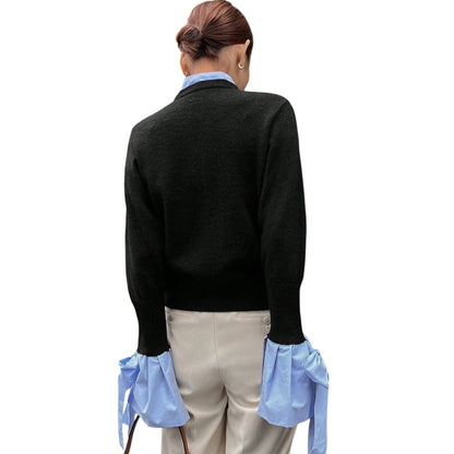 SHE fekete állógalléros kardigán