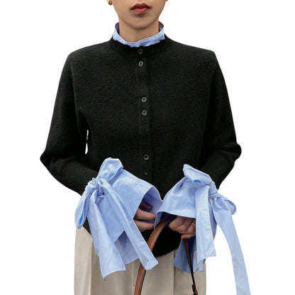 SHE fekete állógalléros kardigán