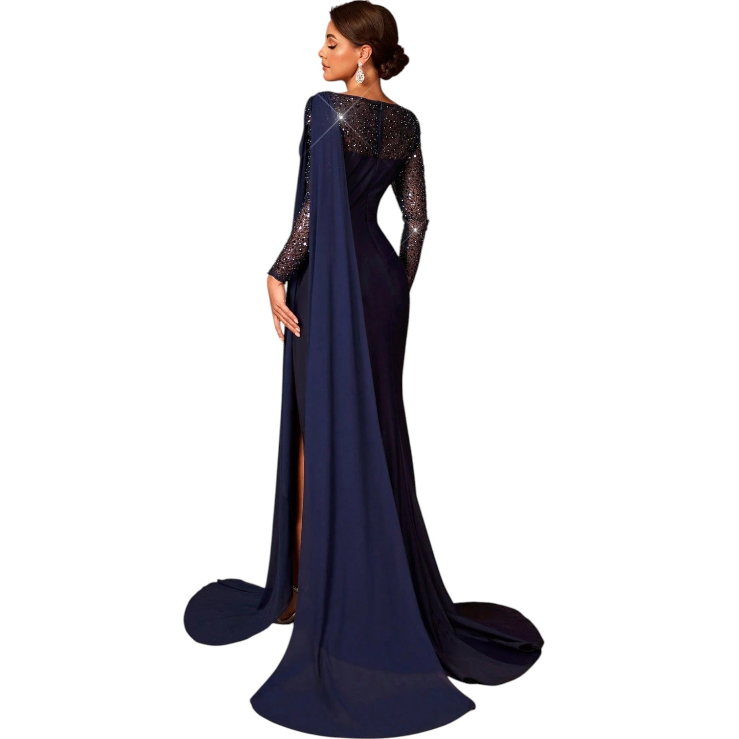 SHE sötétkék hosszú ujjú estélyi ruha