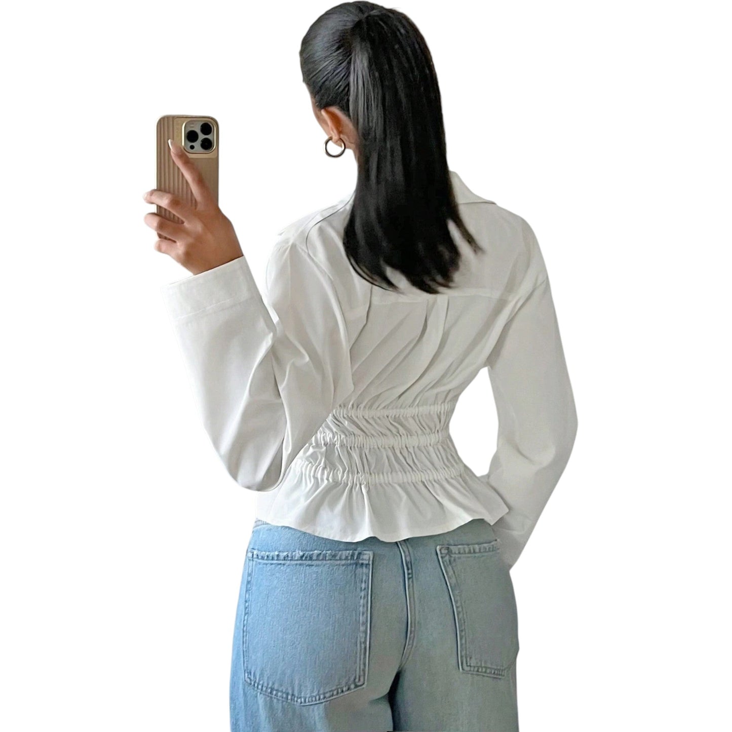 SHE ekrü megkötős crop blúz