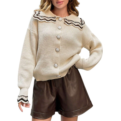 SHE ekrü kötött kardigán