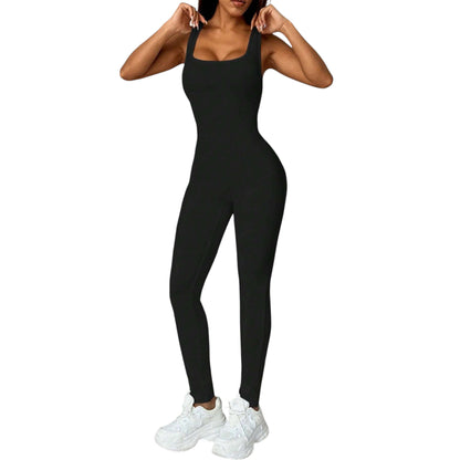 SHE fekete ujjatlan jumpsuit