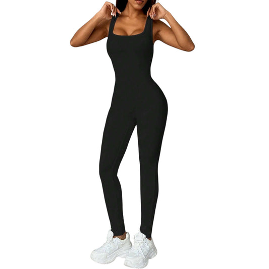 SHE fekete ujjatlan jumpsuit