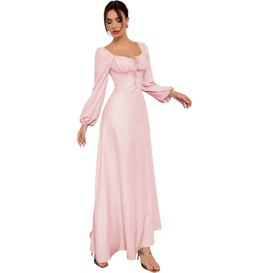 SHE rózsaszín puffos ujjú maxi ruha