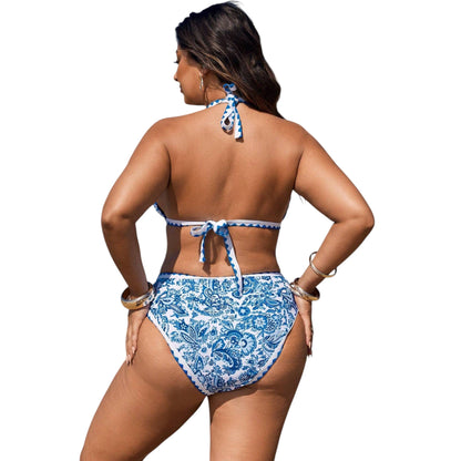 SHE kék-fehér mintás bikini