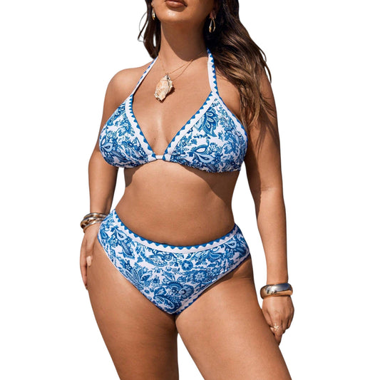 SHE kék-fehér mintás bikini