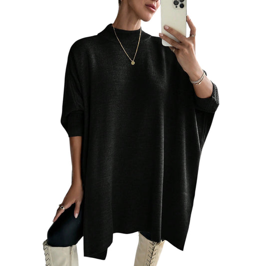 SHE fekete oversize garbós pulóver