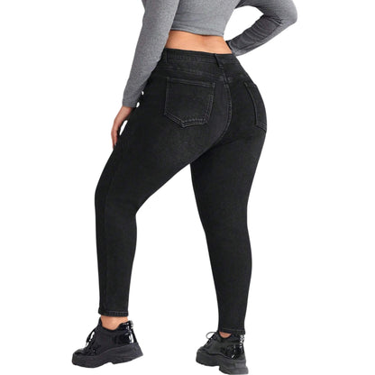 SHE fekete slim fit farmer nadrág