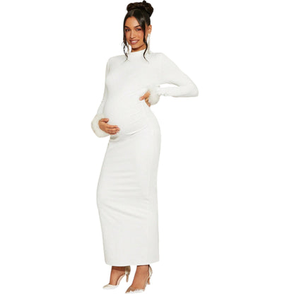 SHE fehér hosszú ujjú kismama ruha