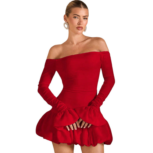 SHE piros fodros mini ruha