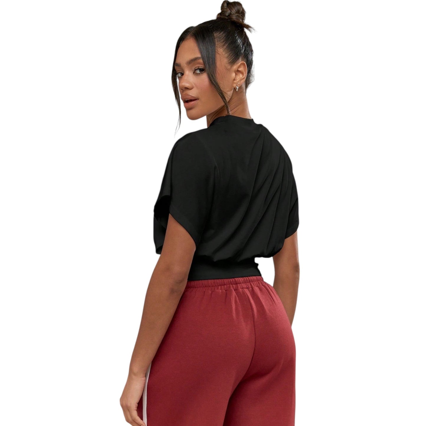 MISSGUIDED fekete bő ujjú crop top