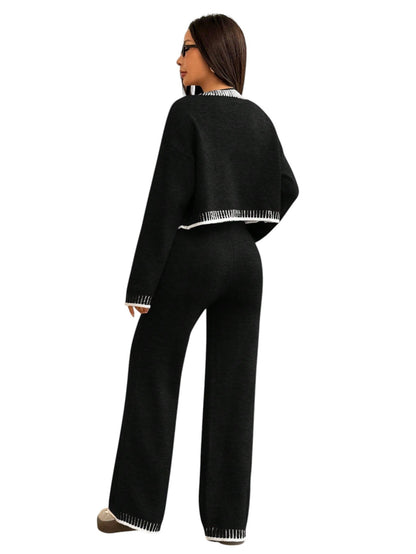 SHE fekete kötött kardigán és nadrág szett