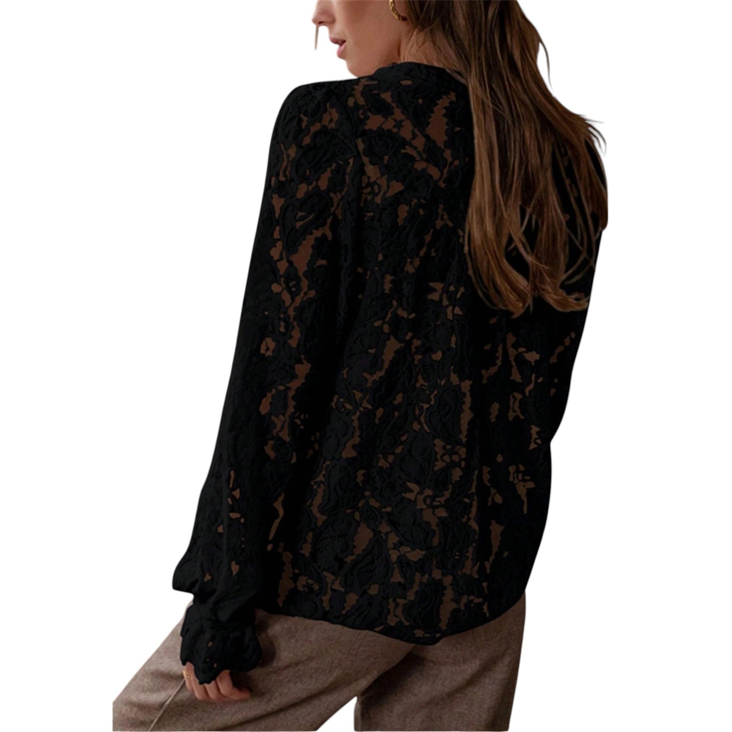 SHE fekete csipke blúz