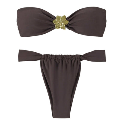 SHE barna pánt nélküli bikini