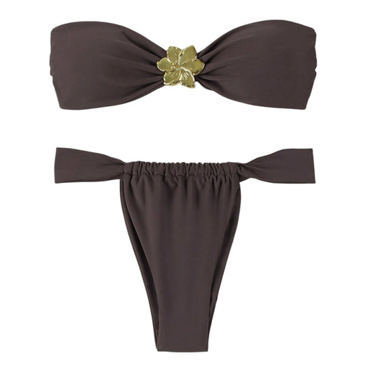 SHE barna pánt nélküli bikini