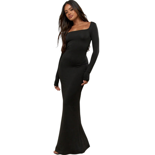 MISSGUIDED fekete hosszú ruha