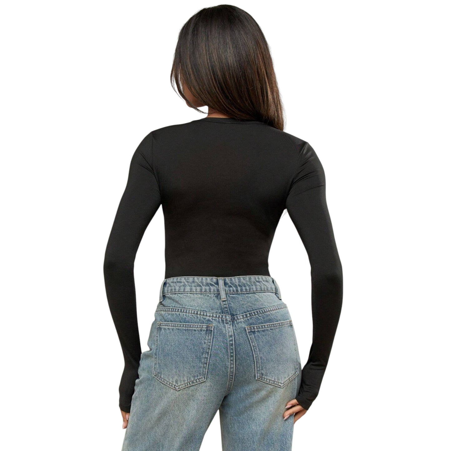 MISSGUIDED fekete hosszú ujjú top
