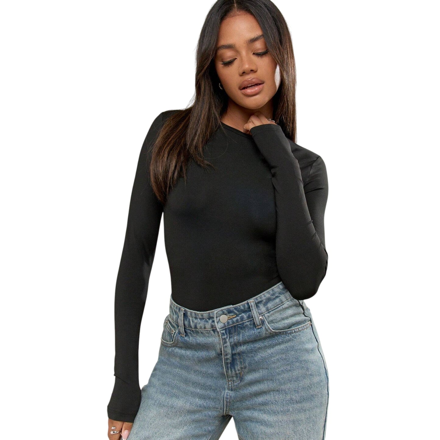 MISSGUIDED fekete hosszú ujjú top