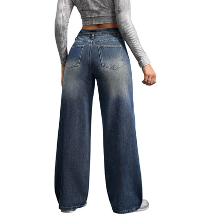 SHE kék trapéz szárú farmer nadrág