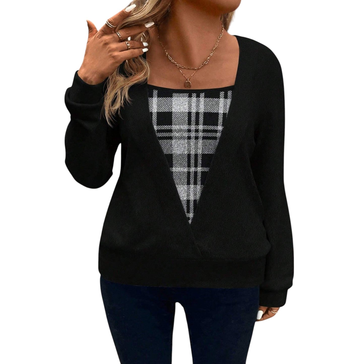 SHE fekete-fehér kockás felső