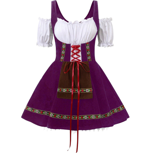 SHE lila hímzett dirndl ruha