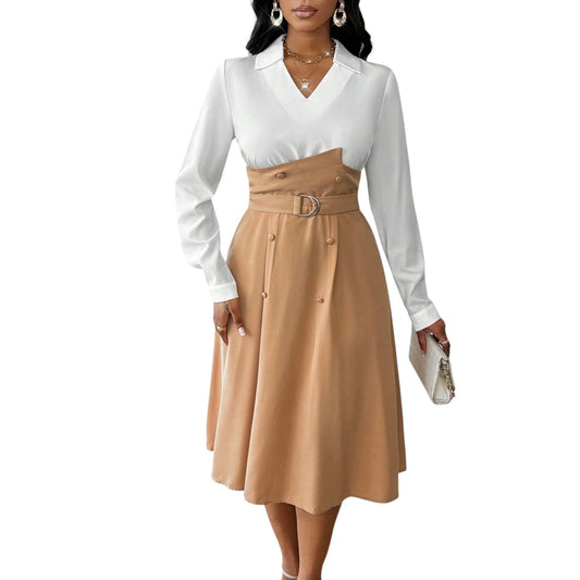 SHE bézs és fehér kétszínű ruha