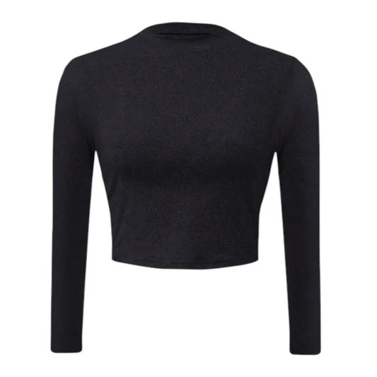 SHE fekete hosszú ujjú crop top