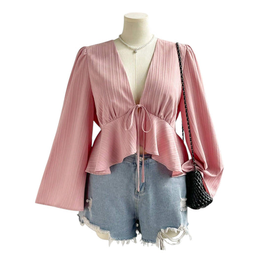 SHE rózsaszín megkötős peplum blúz