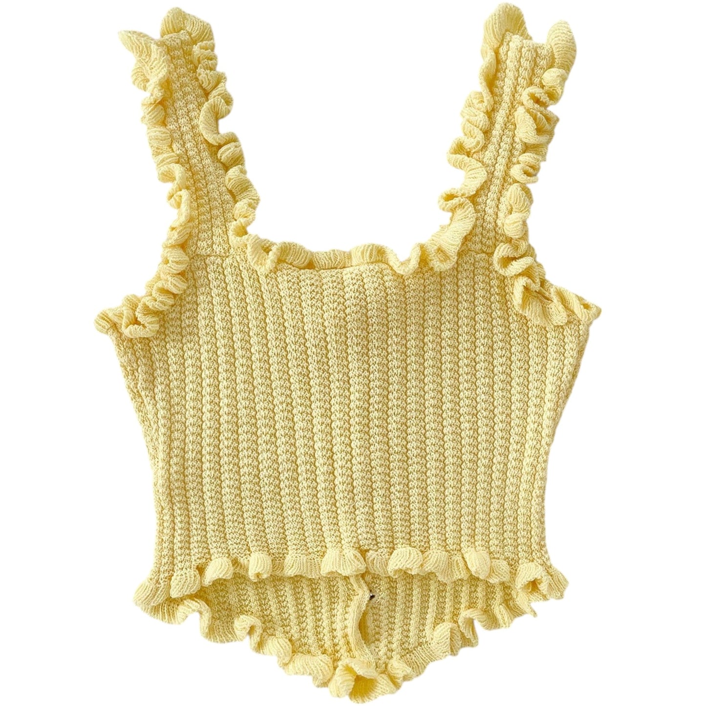 SHE sárga fodros kötött top