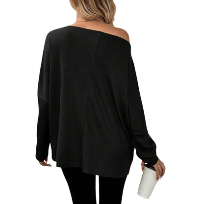 SHE fekete ejtett vállú pulóver