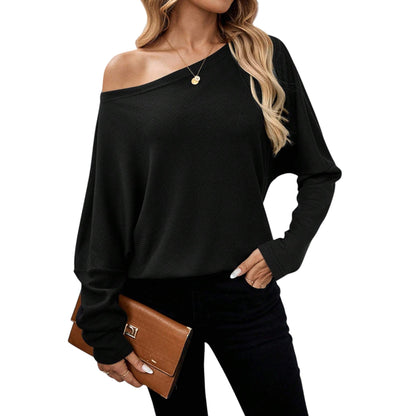 SHE fekete ejtett vállú pulóver